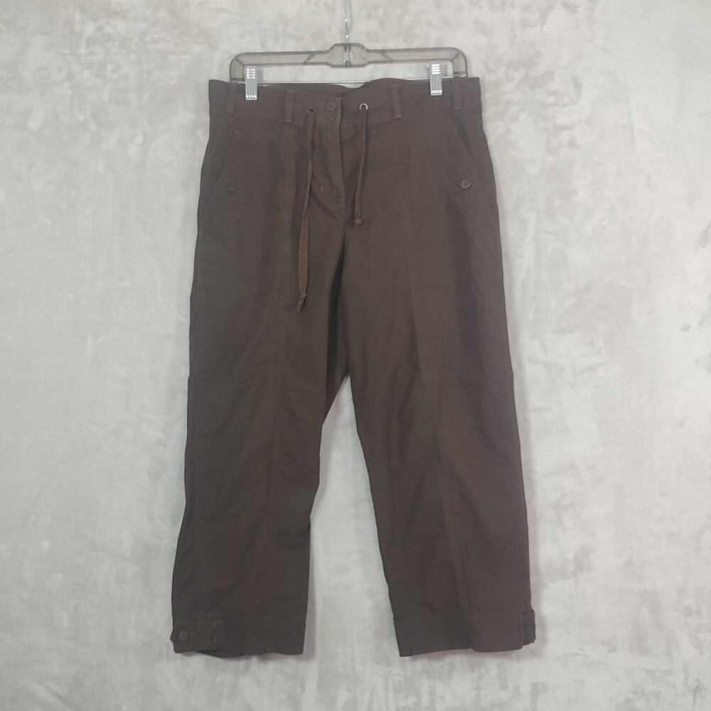 Women's Y2K VTG Jones New York Sport Cropped  Relaxed Fit Size 10 Brown Pockets